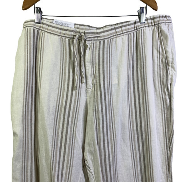 H&M‎ Beige Striped Regular Fit Linen Blend Trouser Pants - NWT - Picture 2 of 14